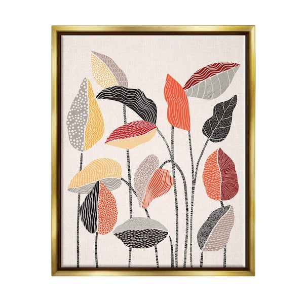 The Stupell Home Decor Collection Modern Stripes Squiggle Pattern Flower Botanical by Ioana Horvat Floater Frame Nature Wall Art Print 31 in. x 25 in.