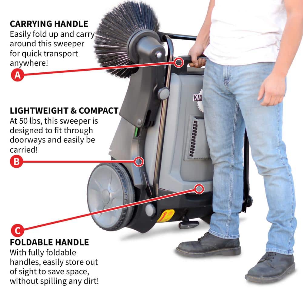 Buy Commercial 38 in. Walk Behind Push Sweeper with Triple Power Brooms ...