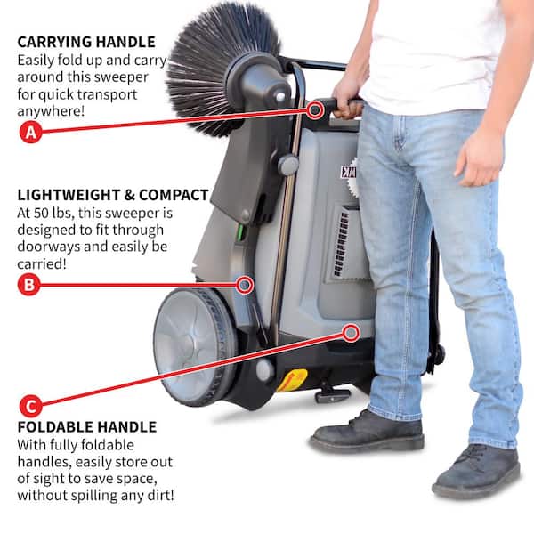 RT980S 38 Manual Push Powered Floor Sweeper, 38,000 sqft/h, Air filter For  Dust Control – SANITMAX