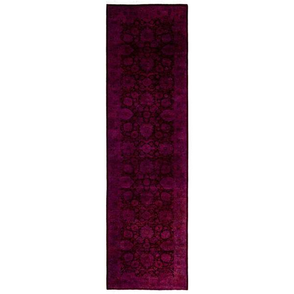 Overdyed Red 3 ft. x 9 ft. Solid Wool Indoor Runner Rug