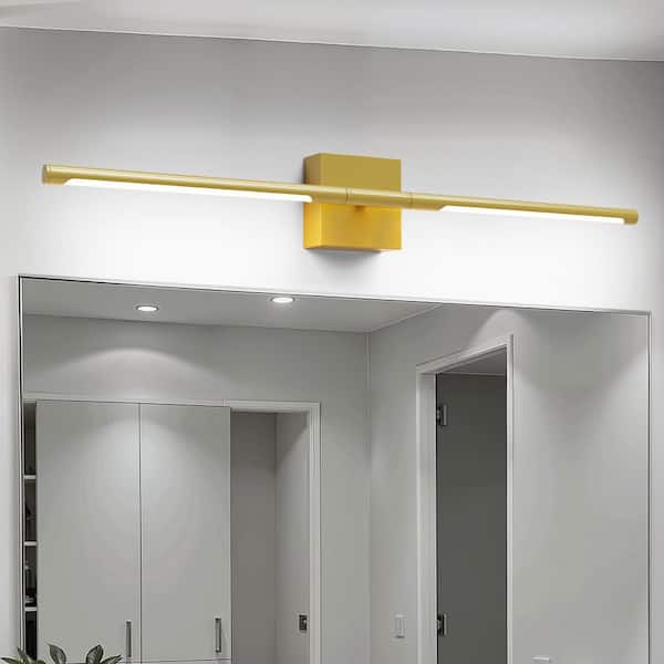 YANSUN 2-Pack Gold Dimmable Timing Integrated LED Wireless Wall Sconces with Remote Control