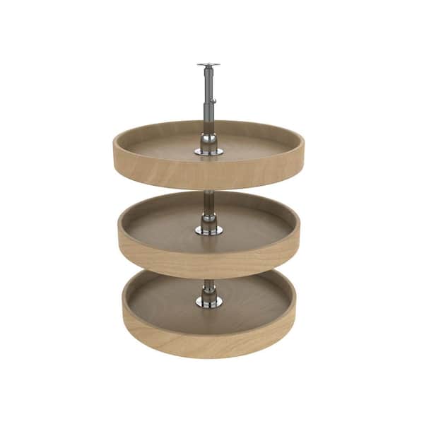 Natural Wood Full-Circle 3-Shelf Lazy Susan for 36 in. H Corner Wall Cabinets