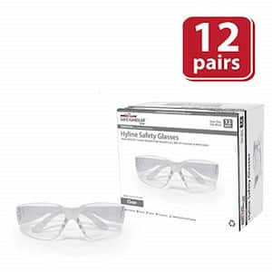 Hyline Safety Glasses : Clear, Ansi Z87.1, Impact Resistant, Anti-Scratch, 12-Pairs (1 Box)