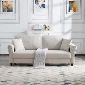 75.5 in. Light Grey Polyester Fabric 2-Seater Loveseat with Wood Legs