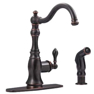 Victorian Single-Handle Standard Kitchen Faucet with Side Sprayer in Oil Rubbed Bronze