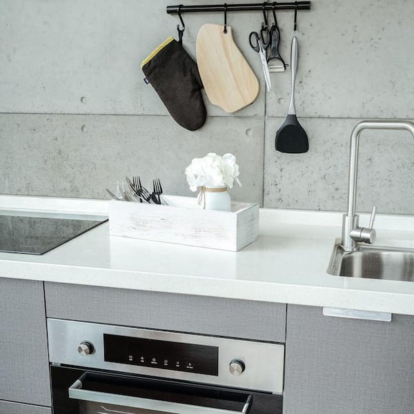 Soap Stand White Oak Wood Riser Kitchen Tray Sink Decor 