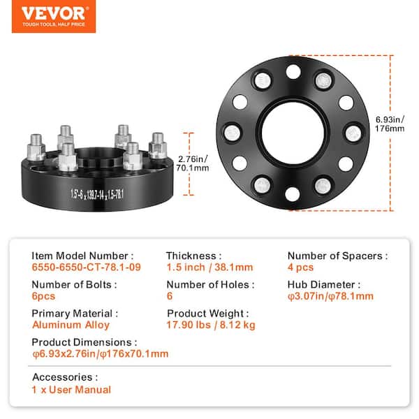 X AUTOHAUX 4x 6x5.5" (6x139.7mm) Wheel Spacers Adapters - 1.5" Thick 6061 Aluminum For Cadillac Chevrolet GMC