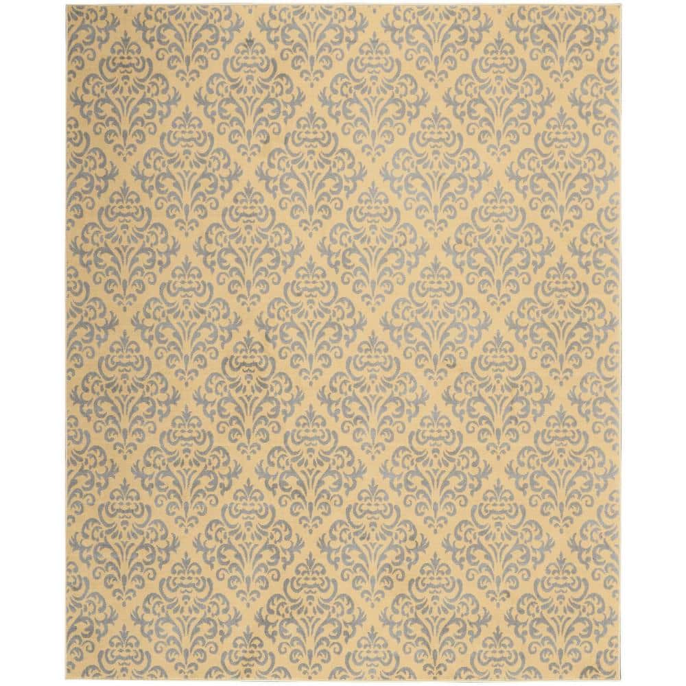 Reversible Cream Geometric 7'10" x 9'10" Synthetic Area Rug