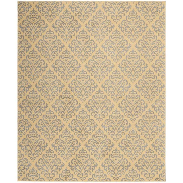 Grafix Cream 8 ft. x 10 ft. Floral Damask Transitional Area Rug