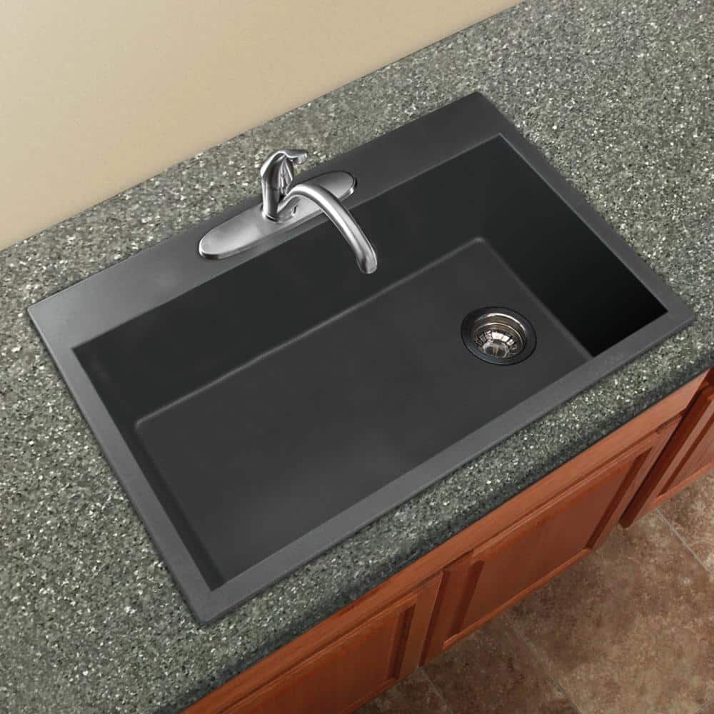 Gray Granite 33'' Single Bowl Drop-In Kitchen Sink