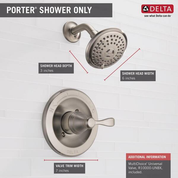 ami9622　0521 Delta Porter Single-Handle 3-Spray Shower Faucet in Brushed Nickel