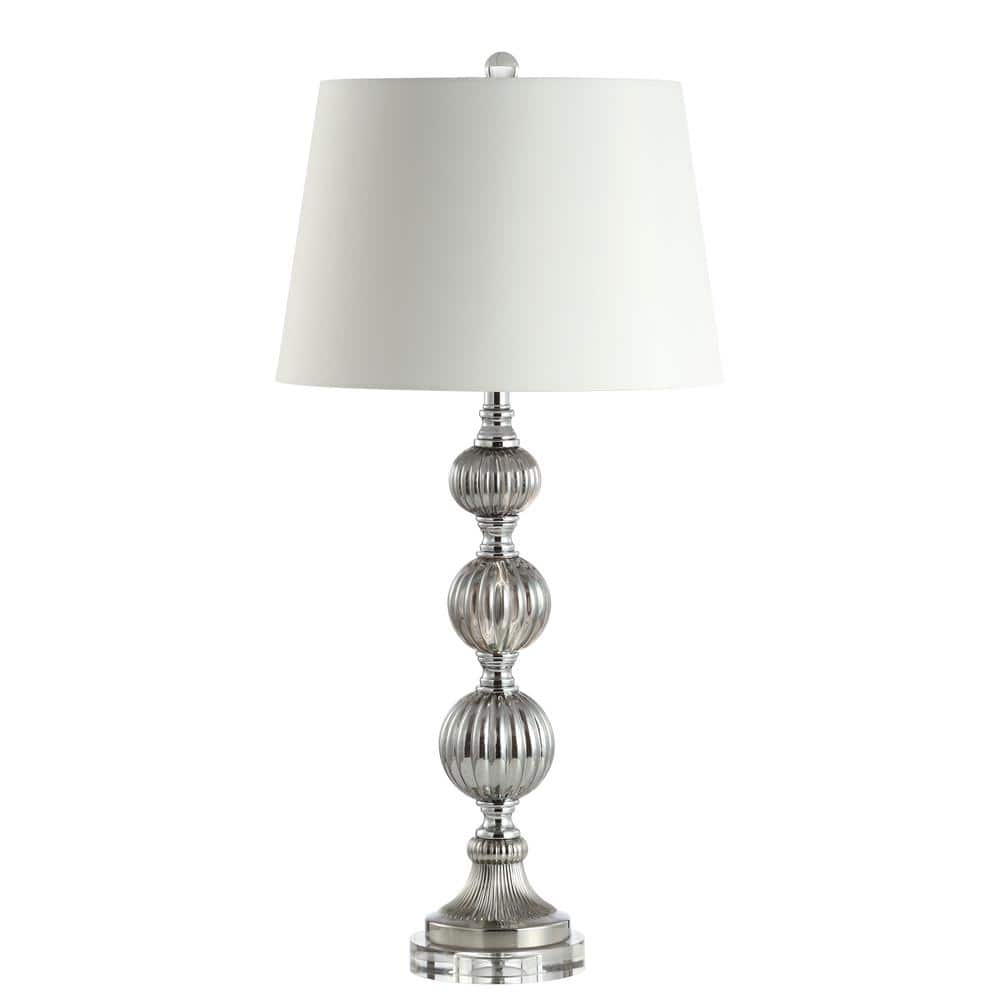 Vivienne 31" Silver Triple Sphere Table Lamp with Silk Shade