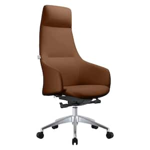 Celeste High-Back Leather Office Chair with Adjustable Height, Swivel, and Tilt, Dark Brown