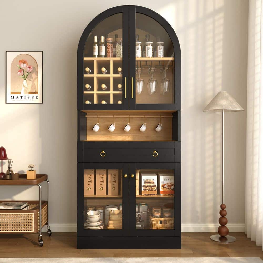 Black 17 Bottle 15.75 in. W Bar Cabinets with an Adjustable Shelf,5 Hooks and a Large Drawer price history on PriceWatchPro
