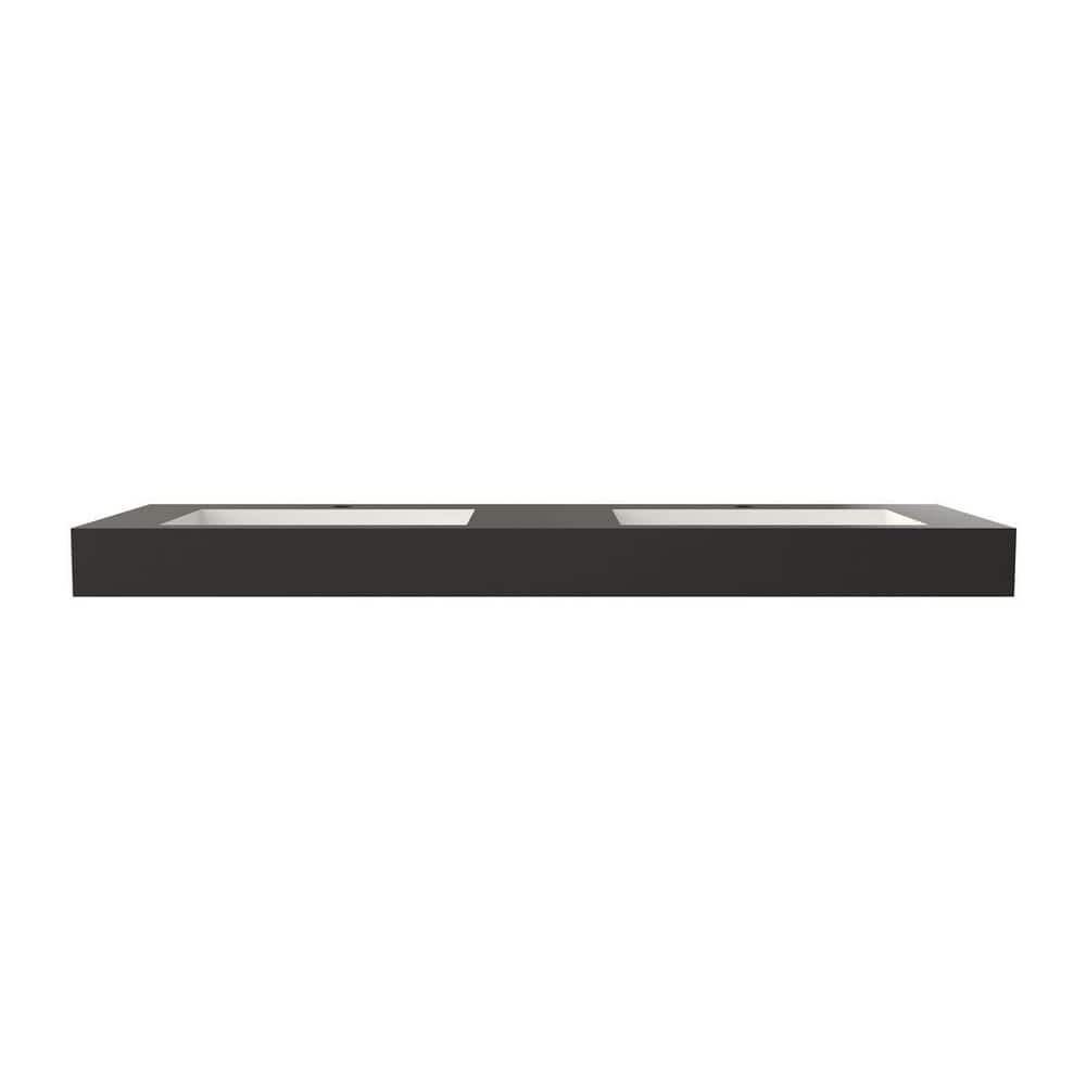 47.2 in. 18.9 in. Drop-In Bathroom Sink in Matte Black Solid Surface with Durable Stone Resin Basin price history on PriceWatchPro