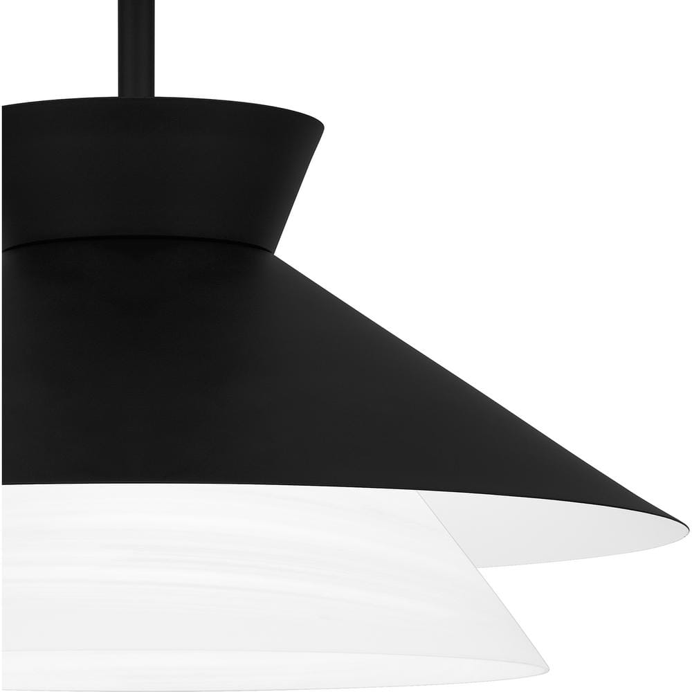 Matte Black and Alabaster Glass Semi-Flush Mount Light