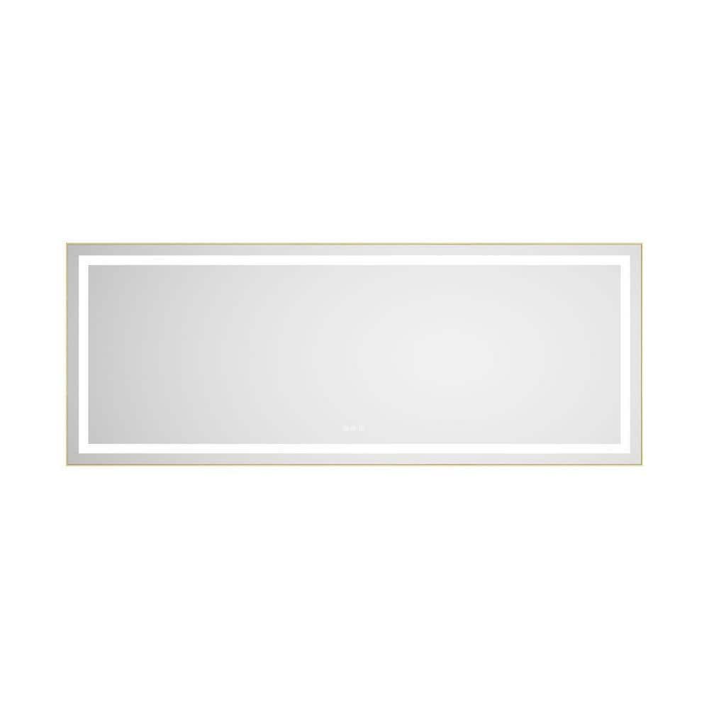 72 in. W x 28 in. H Rectangular Aluminum Framed LED Wall Mount Bathroom Vanity Mirror Anti-Fog Memory in Brushed Gold price history on PriceWatchPro