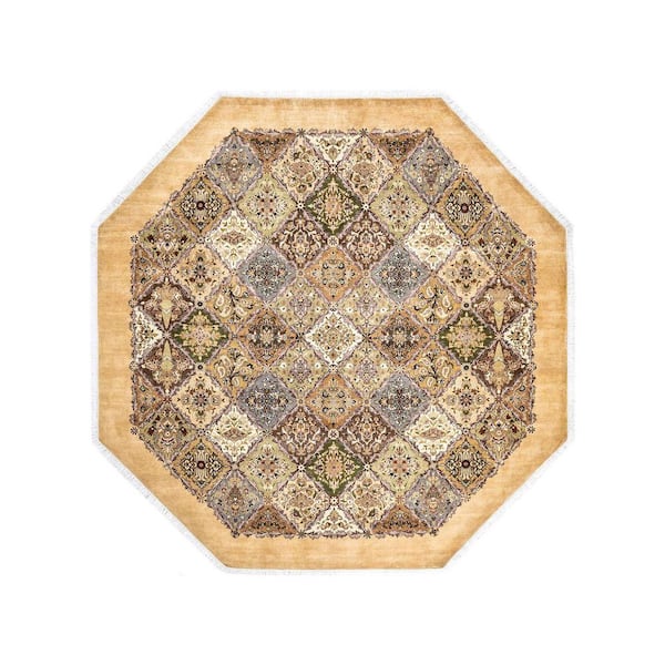 8 ft. x 10 ft. Yellow Mogul Oriental Wool Indoor Area Rug