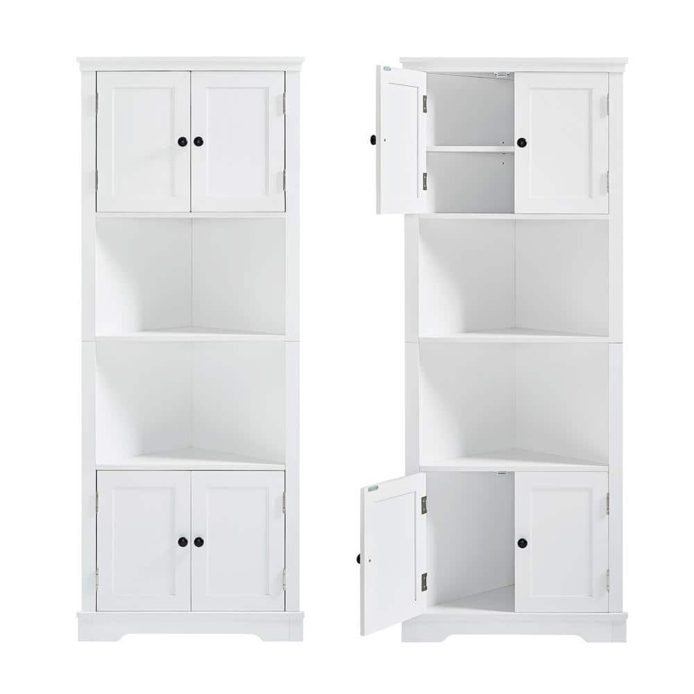 26 in. W x 19 in. D x 67 in. H White Freestanding Linen Cabinet Bathroom Co