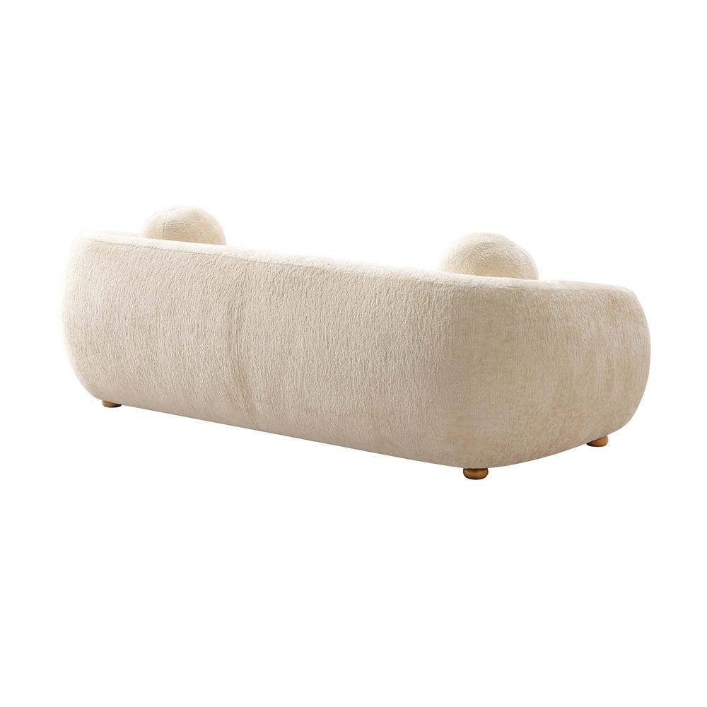 Tribeca 86" Cream Chenille Sofa with Birch Wood Frame