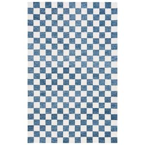 Martha Stewart Blue/Ivory 5 ft. x 8 ft. Checkered Area Rug