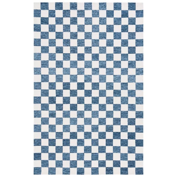 SAFAVIEH Martha Stewart Blue/Ivory 5 ft. x 8 ft. Checkered Area Rug