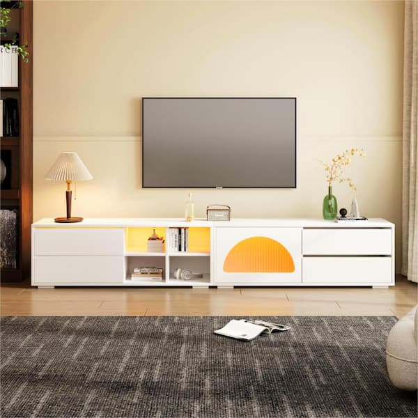 Nestfair 94.4 in. White Free-Combination TV Stand Fits TVs