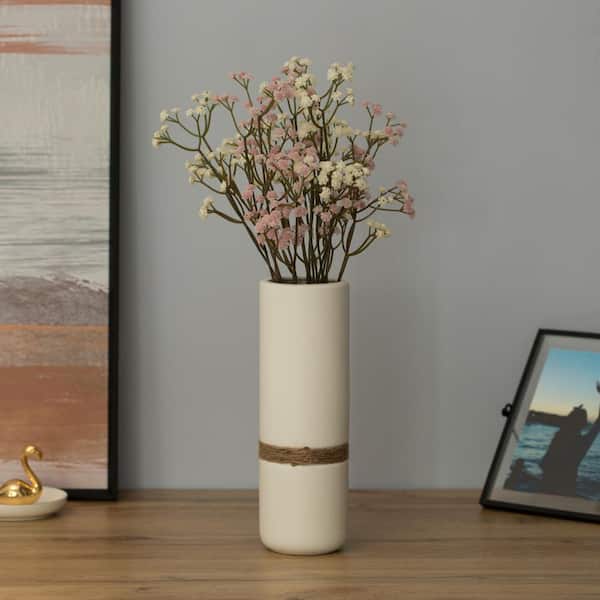 Uniquewise 11 in. Contemporary White Ceramic Unique Shaped Flower Table Vase  Centerpiece QI004363.L.WT - The Home Depot