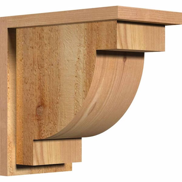 Ekena Millwork 8 in. x 14 in. x 14 in. Western Red Cedar Del Alpine Rough Sawn Corbel with Backplate