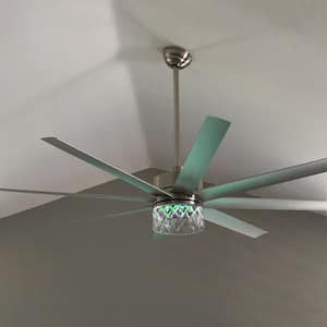 Serina 65 in. Integrated LED Indoor Brushed Nickel Ceiling Fan with Light and Remote Control Included