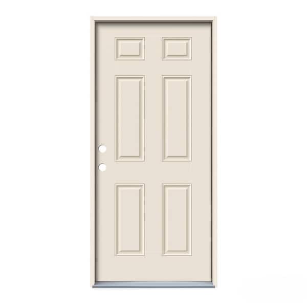 JELD-WEN 36 in. x 80 in. 6-Panel Primed 20 Minute Fire Rated Right-Hand Inswing Steel Prehung Front Door