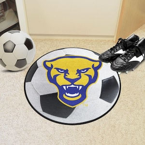 Pitt Panthers White 2 ft. Round Soccer Ball Area Rug