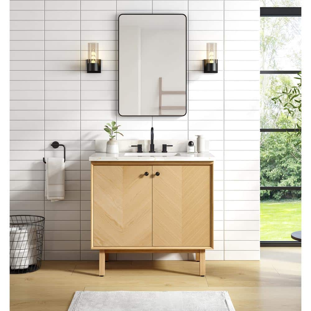 Adele 36'' Natural Oak Single Bathroom Vanity Base
