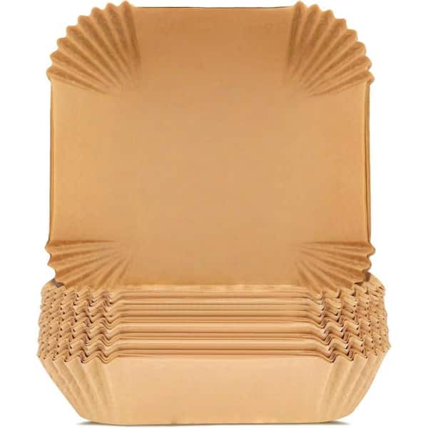 8 in. Disposable Unbleached Square Air Fryer Parchment Paper Liners for Airfryer Basket Oven and Pan (500-Pack)