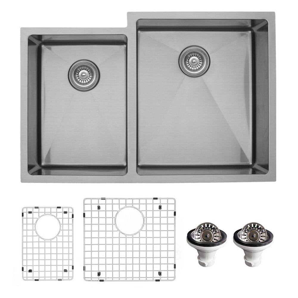 Karran 33'' Stainless Steel Double Bowl Undermount Kitchen Sink