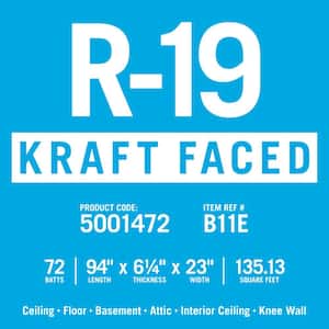 R-19 EcoBatt Kraft Faced Fiberglass Insulation Batt 23 in. x 94 in. x 6-1/4 in. (8-Bags)