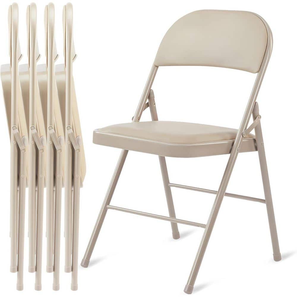 Portable Folding Black Camping Chair,w/ Leather Padded Cushion Seats and Me