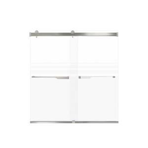 Brianna 60 in. W x 62 in. H Sliding Frameless Shower Door in Brushed Stainless with Frosted Glass