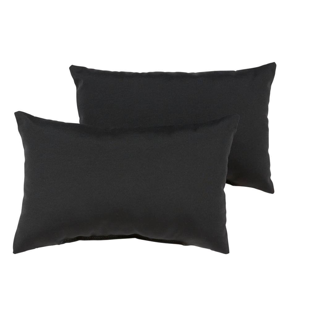 Sunbrella Canvas Black Rectangular Outdoor Knife Edge Lumbar Pillows (2-Pac