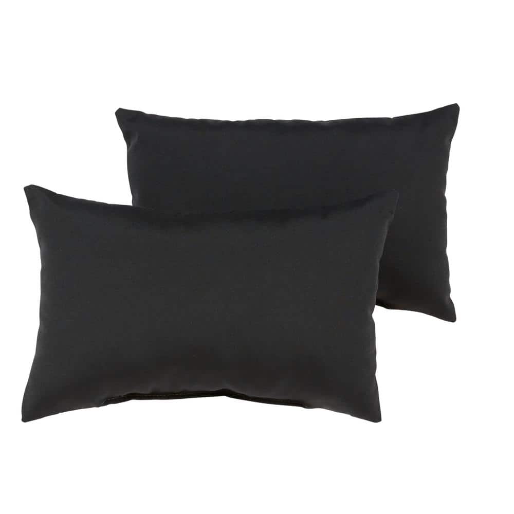 Sunbrella Canvas Black Rectangular Outdoor Knife Edge Lumbar Pillows (2-Pac