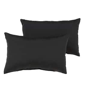 Sunbrella Canvas Black Rectangular Outdoor Knife Edge Lumbar Pillows (2-Pack)