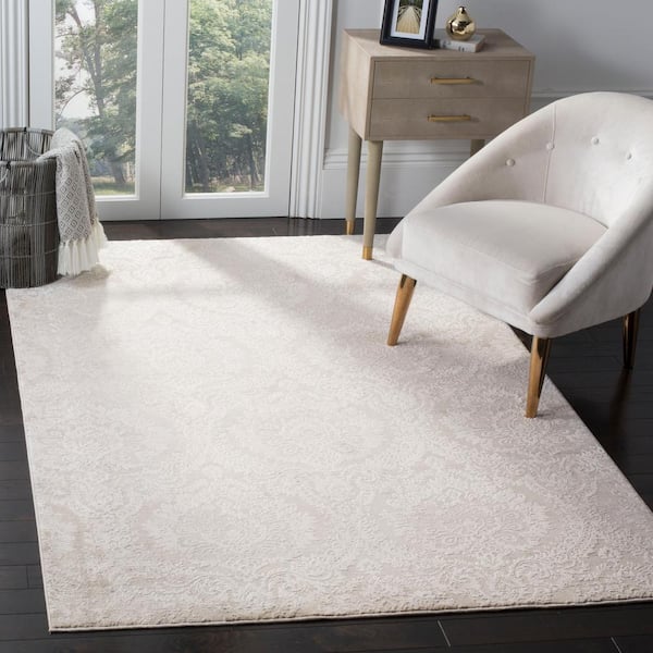 Princeton 3 ft. x 4 ft. Silver/Beige Floral Geometric Area Rug