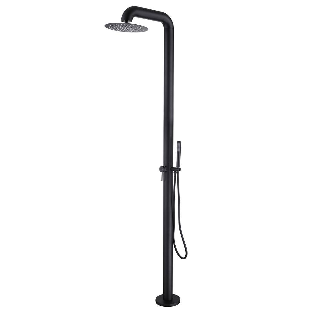 Outdoor Exposed Single-handle Freestanding Tub Faucet with Rainfall Shower Head in Matte Black price history on PriceWatchPro