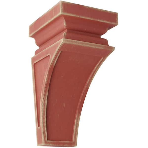 Ekena Millwork 4 in. x 8 in. x 4-3/4 in. Salvage Red Small Nevio Wood Vintage Decor Corbel