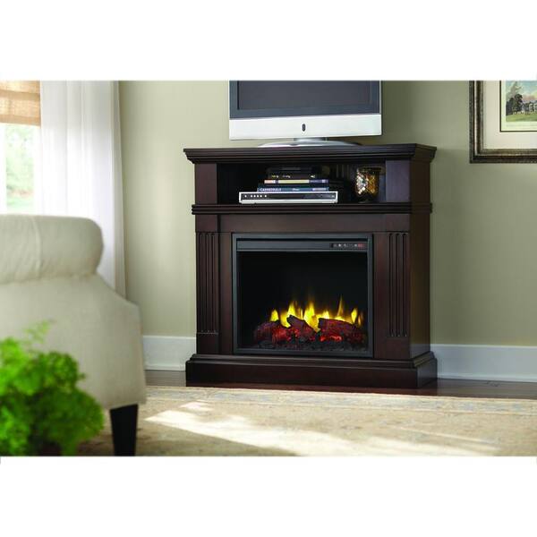 Home Decorators Collection Edison 40 in. Convertible Media Console Electric Fireplace in Tobacco