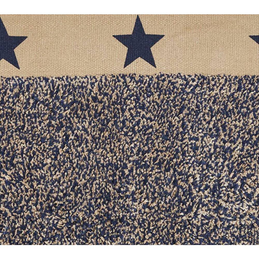 Khaki and Navy Cotton Bath Mat with Star Design, 20x30