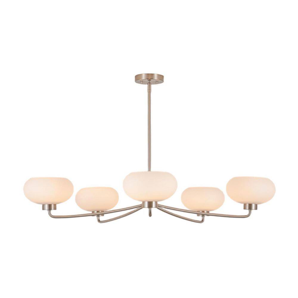 Snead 5-Light Polished Nickel Bowl Glass Chandelier, 43.3 in. Dia Large Dining Room Pendant with White Opal Glass Shades price history on PriceWatchPro