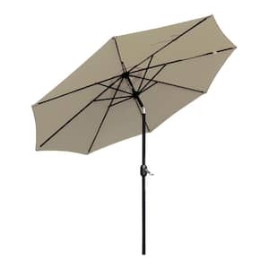 UV Resistant 9 ft. Aluminum Market Umbrella Solar Tilt Half Patio Umbrella in Beige