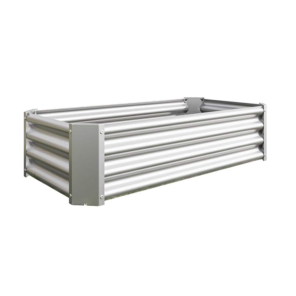 4 ft. L x 2 ft. W x 1 ft. H Silver Galvanized Metal Outdoor Raised Garden B