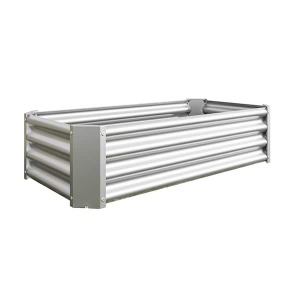 BTMWAY 4 ft. L x 2 ft. W x 1 ft. H Silver Galvanized Metal Outdoor ...